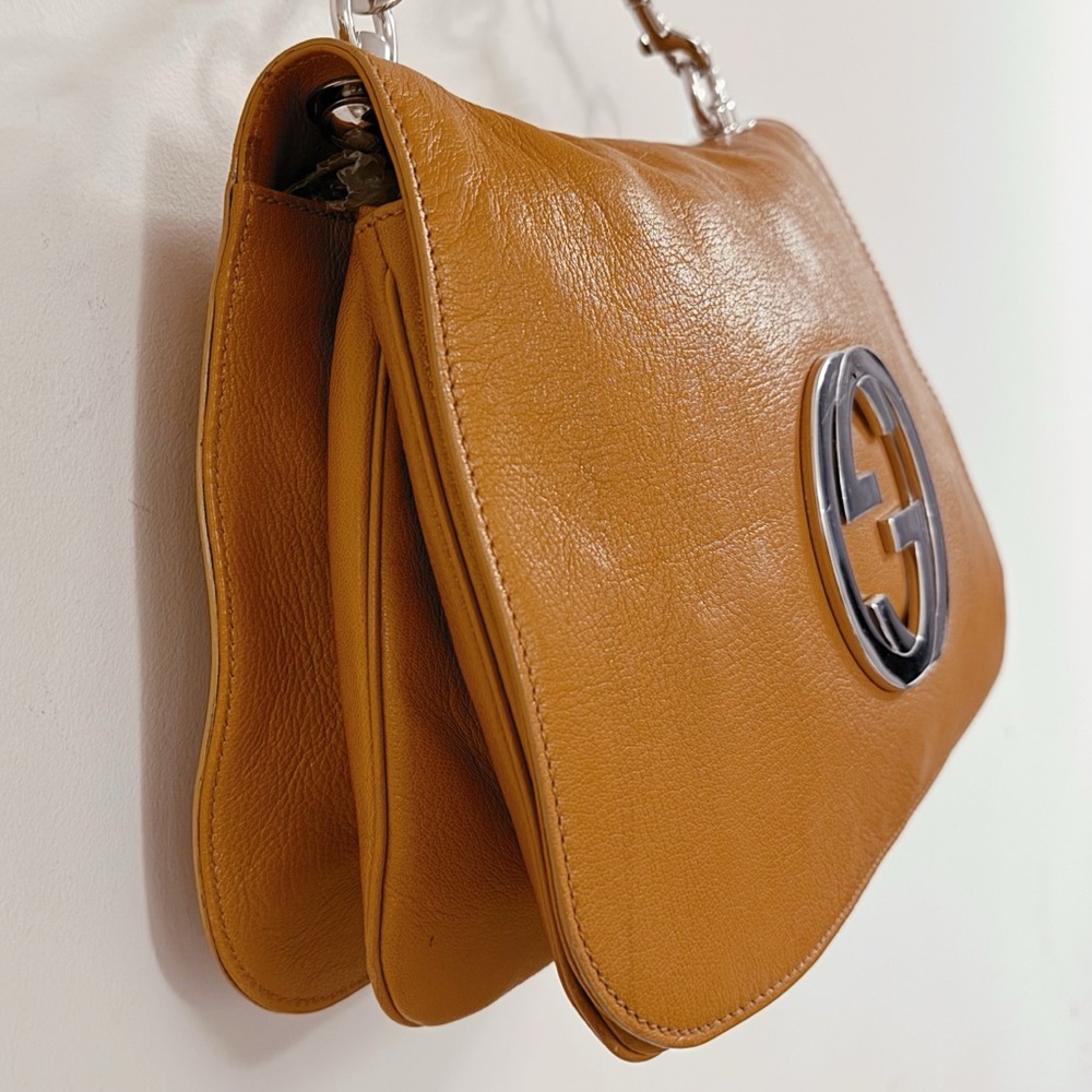 Gucci Tom Ford Blondie RARE Orange GG Logo Monogram Medium Satchel Flap Bag - Picture 5 of 11